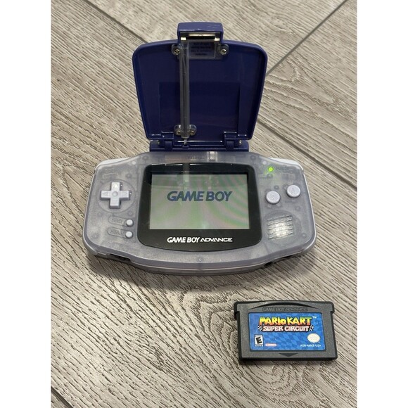 Nintendo Game Boy Advance Model AGB-001 Clear Glacier Mario Kart Game Works - Picture 1 of 10